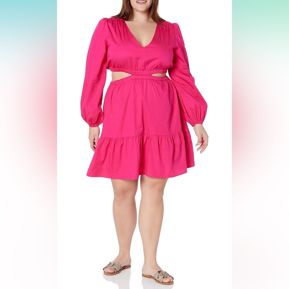 NWT The Drop Women's Sita Short Cut Out Cotton Sateen Dress - Picture 4 of 7